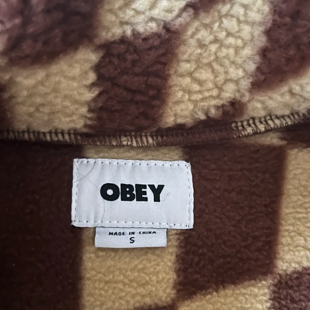 Obey Fleece Jacket Wavy Pop Over Jacket Sepia Multi size S - Picture 3 of 7